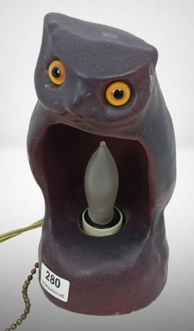 Van Briggle Figural Owl Lamp