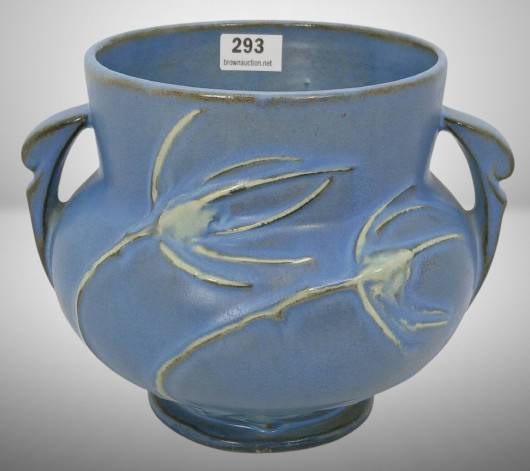 Roseville Teasel 644-5" Jardiniere, blue