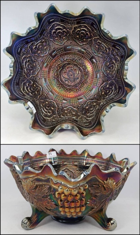 Fenton Carnival Glass Cobalt Fruit Bowl