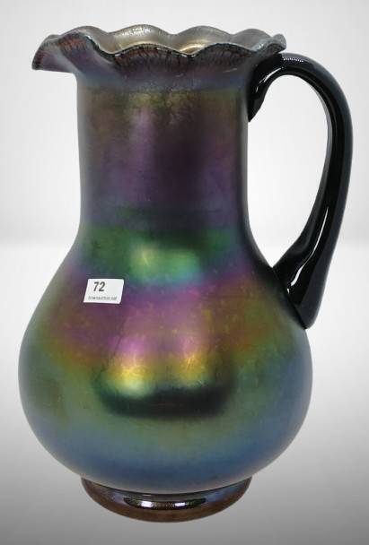 Iridescent Carnival Glass 10.5"h Pitcher
