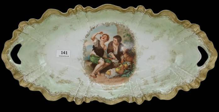 R.S. Prussia Celery Tray, Melon Eaters, red mark