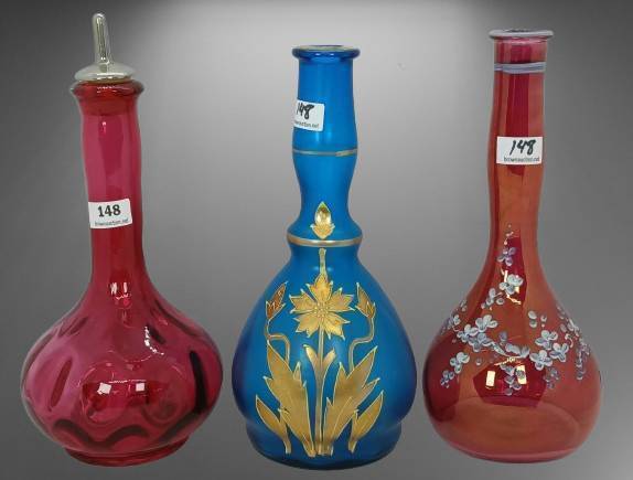 (3) Decorative Glass Bitters' Bottles