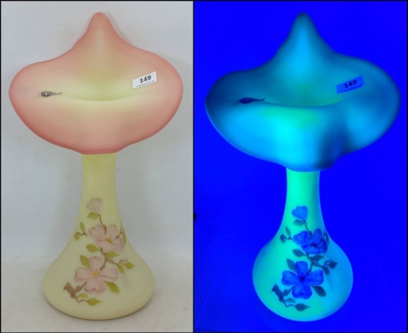 Fenton Burmese Jack-in-the-Pulpit Vase