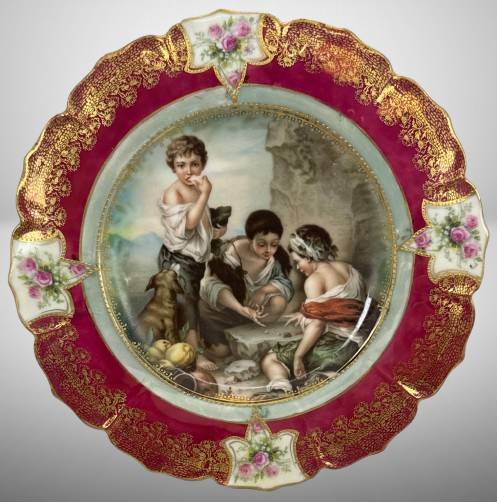 R.S. Prussia Dice Throwers Plate With Red Mark