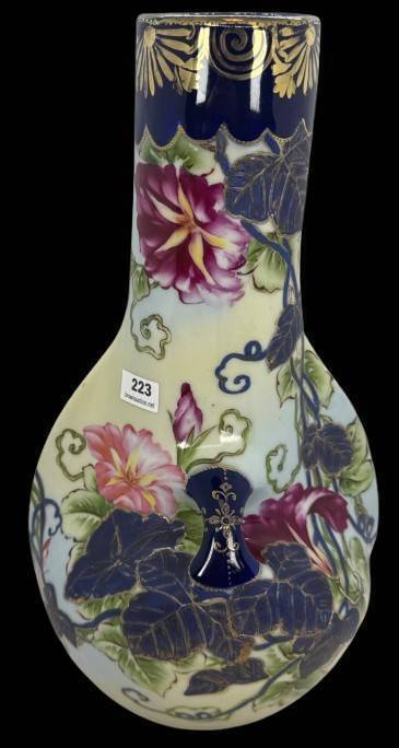 Mrkd. Nippon Vase with Morning Glory Decor