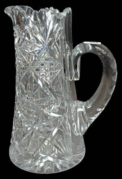 Cut Glass Pitcher with Scalloped Rim
