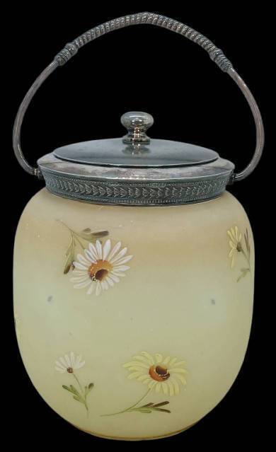 Pairpoint Silverplate and Satin Glass Biscuit Jar