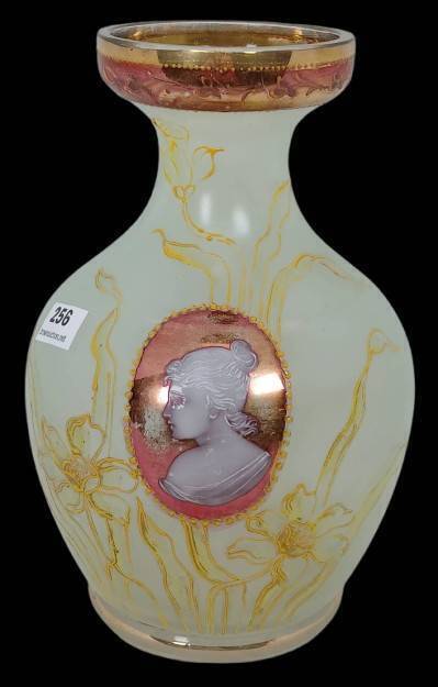 Art Glass Cameo Portrait Vase