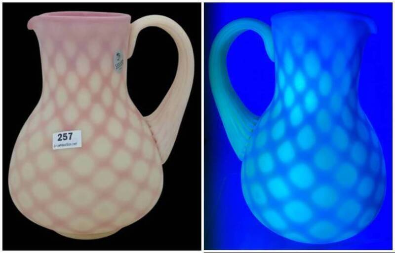 Fenton Burmese Satin Diamond Optic Pitcher