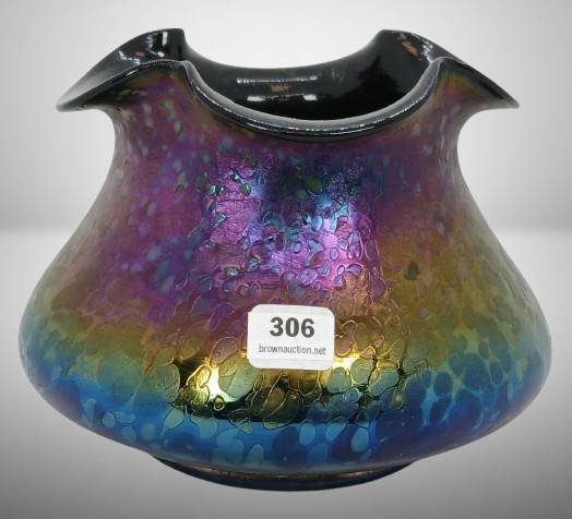 Iridescent Art Glass Vase with Multi-Tone Finish