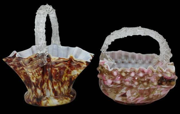 (2) Victorian Spatter Glass Baskets