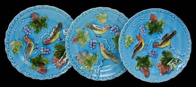 (3) German Zell Majolica Plates