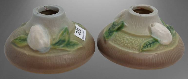 Roseville Gardenia 651-2" Gray Candleholders