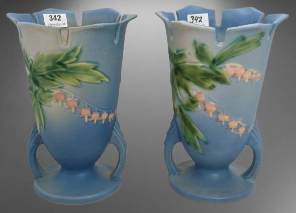 (2) Roseville Bleeding Hearts Vases