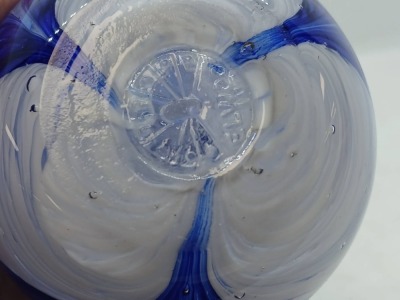 Blue and White Swirl Glass Paperweight - 6