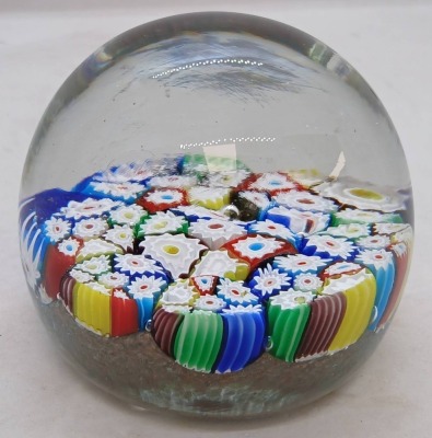 Millefiori Glass Paperweight with Clear Dome - 4