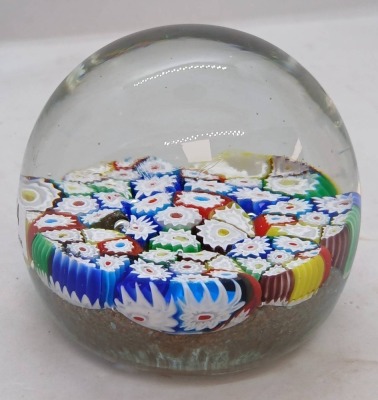 Millefiori Glass Paperweight with Clear Dome - 5