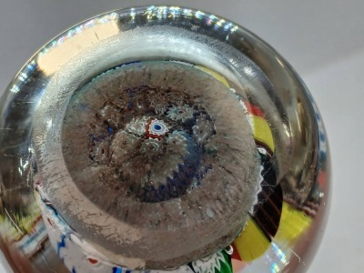 Millefiori Glass Paperweight with Clear Dome - 6