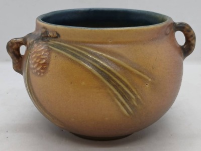 Roseville Pine Cone Pottery 632-3" Jardiniere, brown