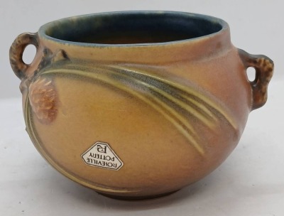 Roseville Pine Cone Pottery 632-3" Jardiniere, brown - 3