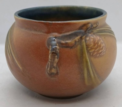 Roseville Pine Cone Pottery 632-3" Jardiniere, brown - 4