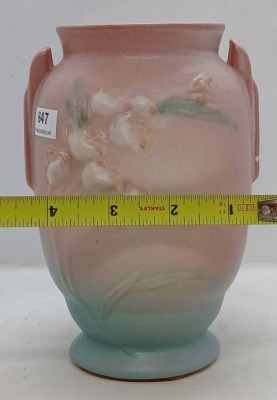 Roseville Pottery Ixia 853-6" vase, pink - 6