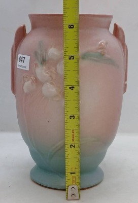 Roseville Pottery Ixia 853-6" vase, pink - 7