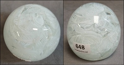 Clear and White Art Glass Paperweight