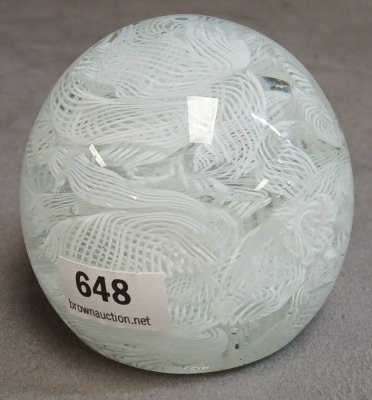 Clear and White Art Glass Paperweight - 2