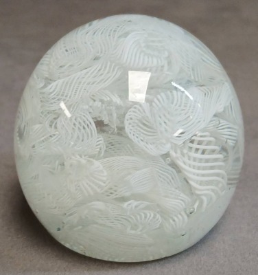 Clear and White Art Glass Paperweight - 4