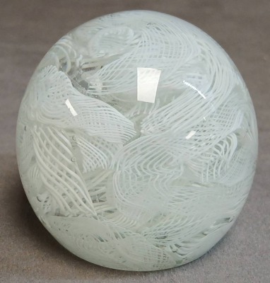 Clear and White Art Glass Paperweight - 5