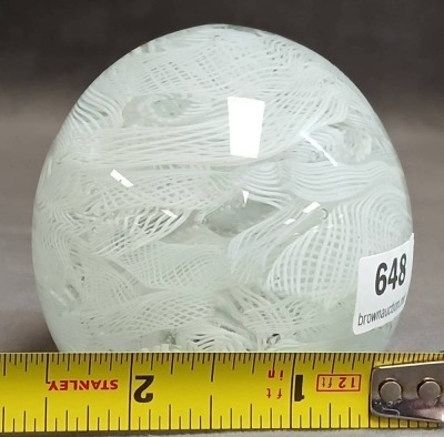 Clear and White Art Glass Paperweight - 7
