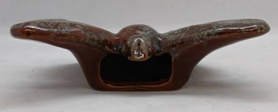 Pottery Butterfly Wall Pocket With Brown Glaze - 3