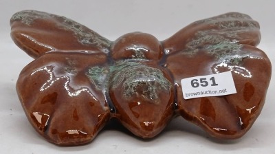 Pottery Butterfly Wall Pocket With Brown Glaze - 5