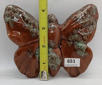 Pottery Butterfly Wall Pocket With Brown Glaze - 8