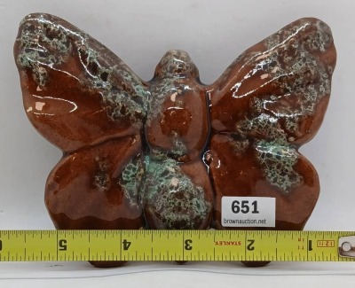 Pottery Butterfly Wall Pocket With Brown Glaze - 9