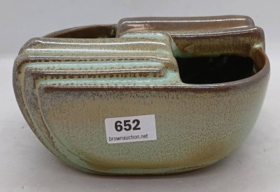 Frankoma Pottery Ash tray with Green Glaze - 2