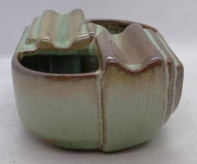 Frankoma Pottery Ash tray with Green Glaze - 3