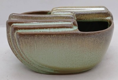 Frankoma Pottery Ash tray with Green Glaze - 4