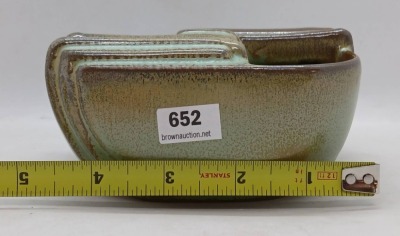 Frankoma Pottery Ash tray with Green Glaze - 8