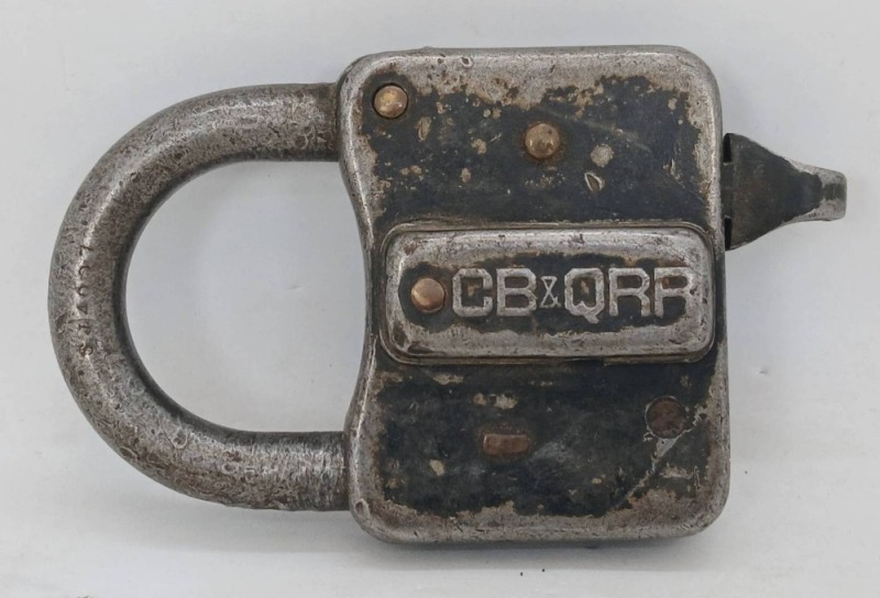 CB&QRR Steel Padlock with Measurements