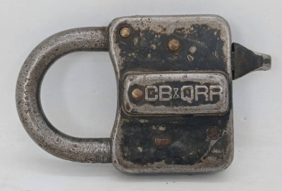 CB&QRR Steel Padlock with Measurements