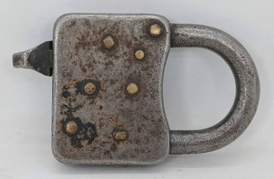 CB&QRR Steel Padlock with Measurements - 2