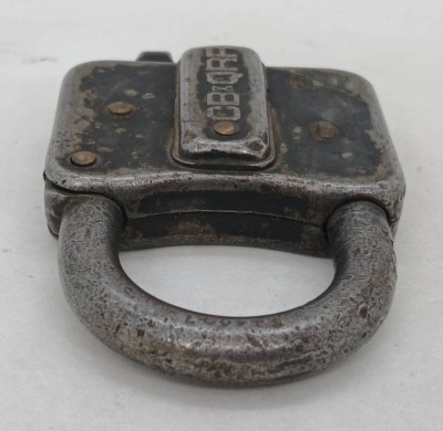CB&QRR Steel Padlock with Measurements - 5