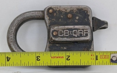 CB&QRR Steel Padlock with Measurements - 7