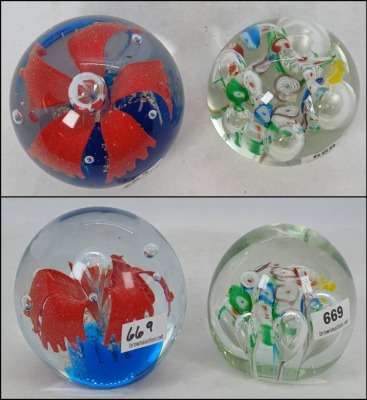 (2) Art Glass Paperweights