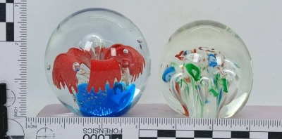 (2) Art Glass Paperweights - 12