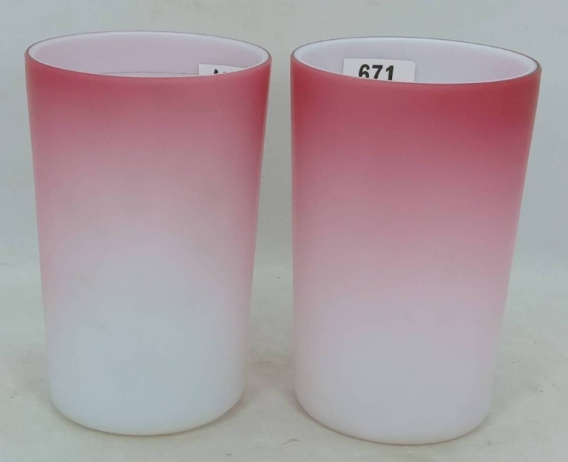 (2) Art Glass Peach Blow Tumblers