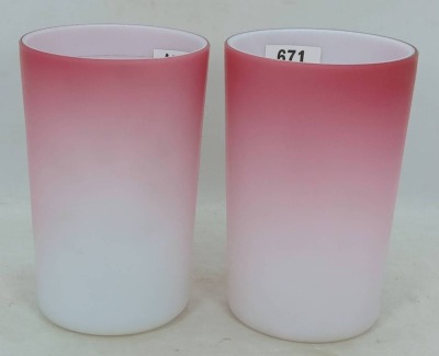 (2) Art Glass Peach Blow Tumblers