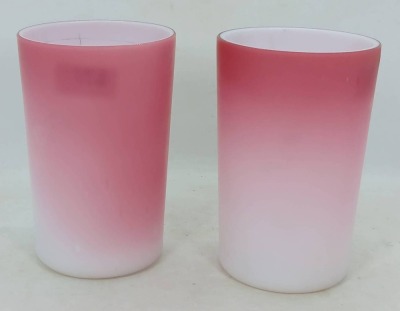 (2) Art Glass Peach Blow Tumblers - 2